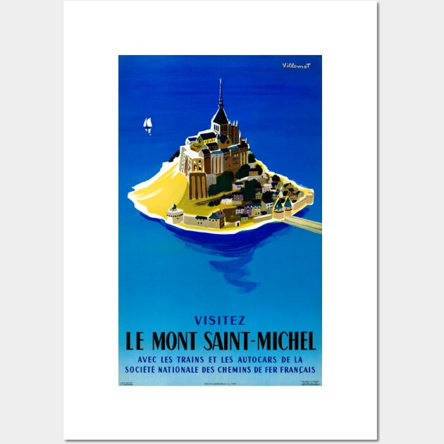 Vintage Travel Poster France Mont Saint Michel Wall Art by vintagetreasure